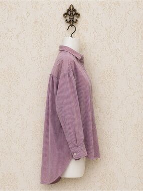 Free People purple pinstripe oversized button down blouse XS